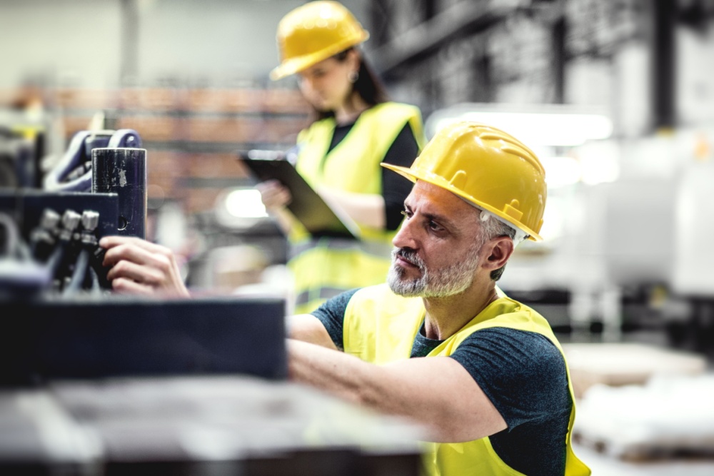 Workers in a warehouse.